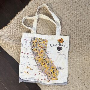 California Map Tote Bag in Cream & Yellow